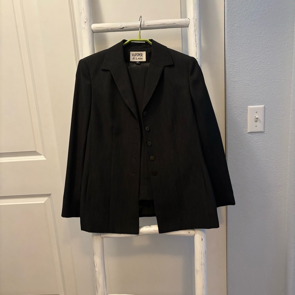 Kasper ASL Y2K Grayish Olive Green Pantsuit 2 Piece Set Size 12P